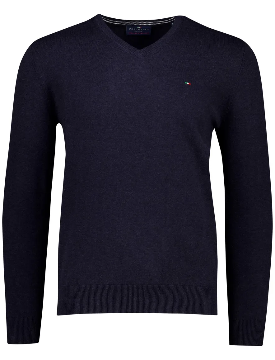 Portofino effen normale fit donkerblauw katoen