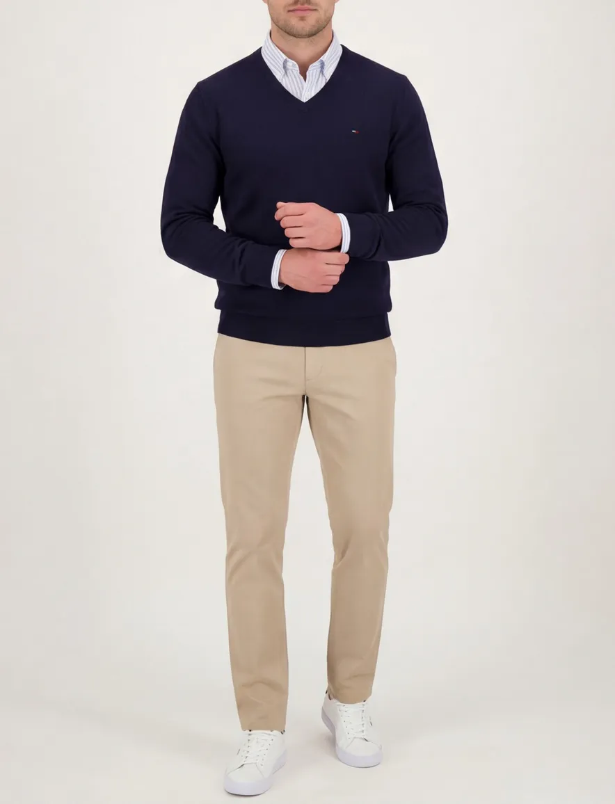 Portofino Vince V-neck Pullover Flat Knit navy
