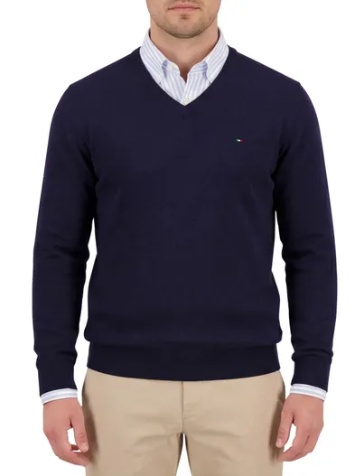 Portofino Portofino effen normale fit donkerblauw katoen