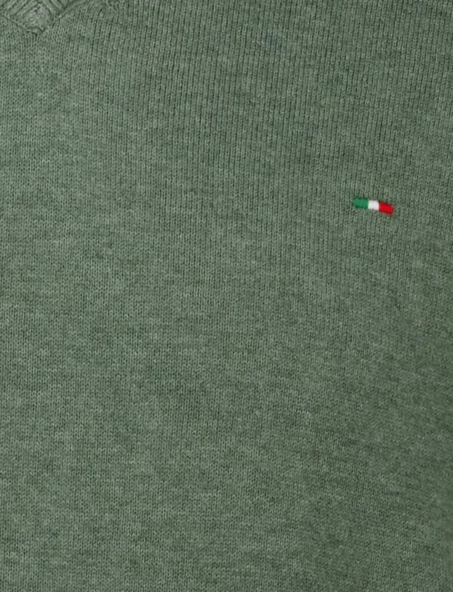 Portofino Vince V-neck Pullover Flat Knit Groen