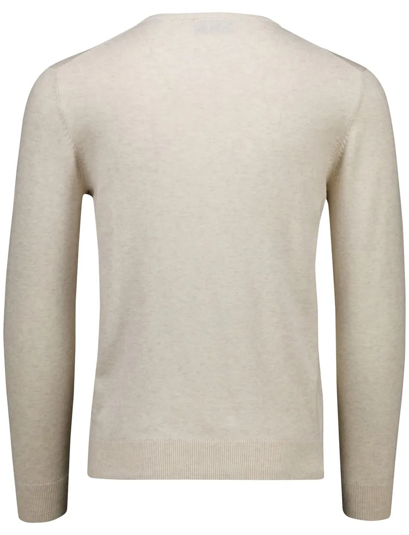 Portofino beige effen normale fit katoen v-hals