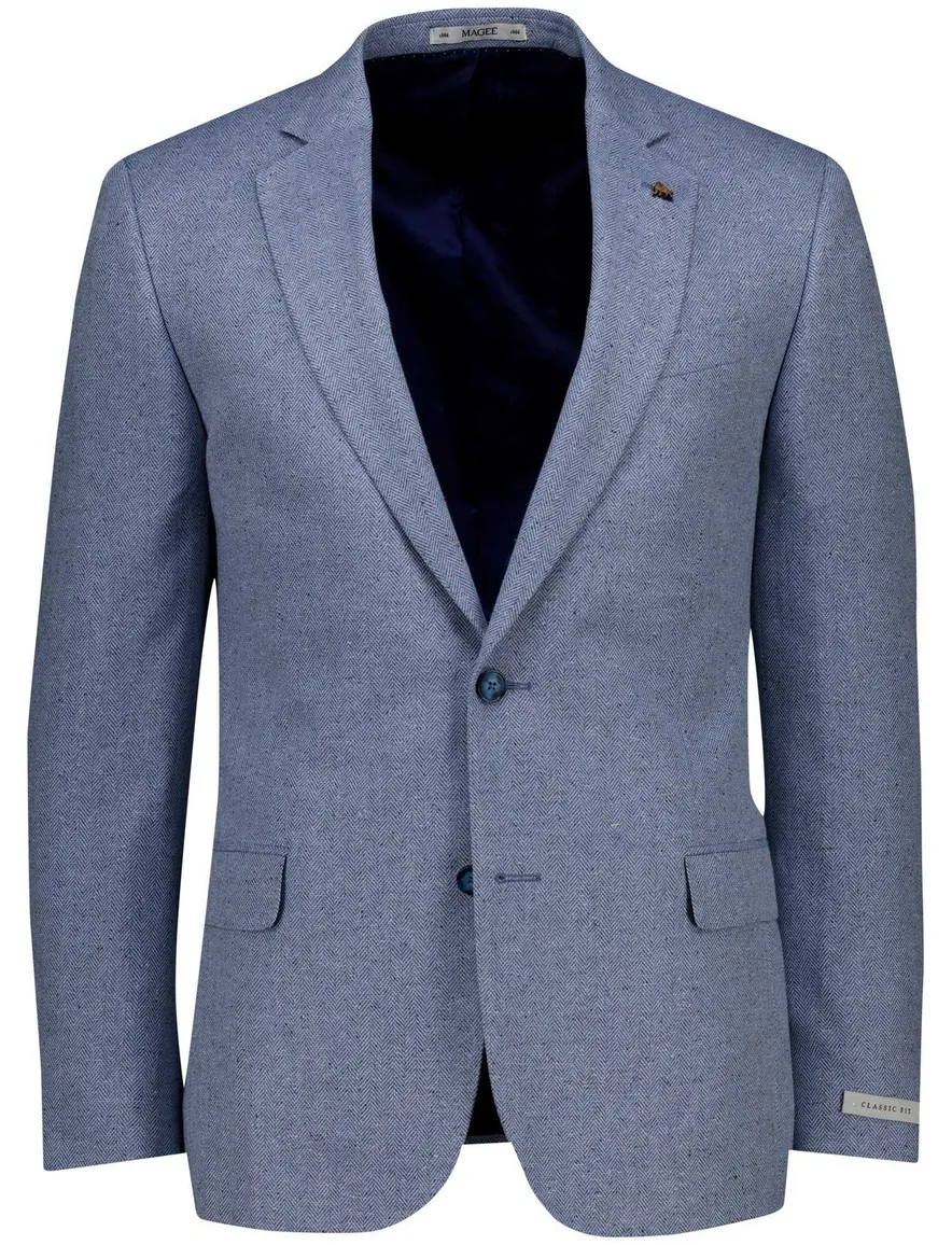 Magee colbert middenblauw zijde gemêleerd