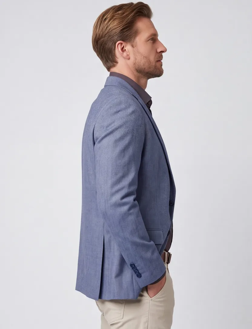 Magee colbert middenblauw zijde classic fit