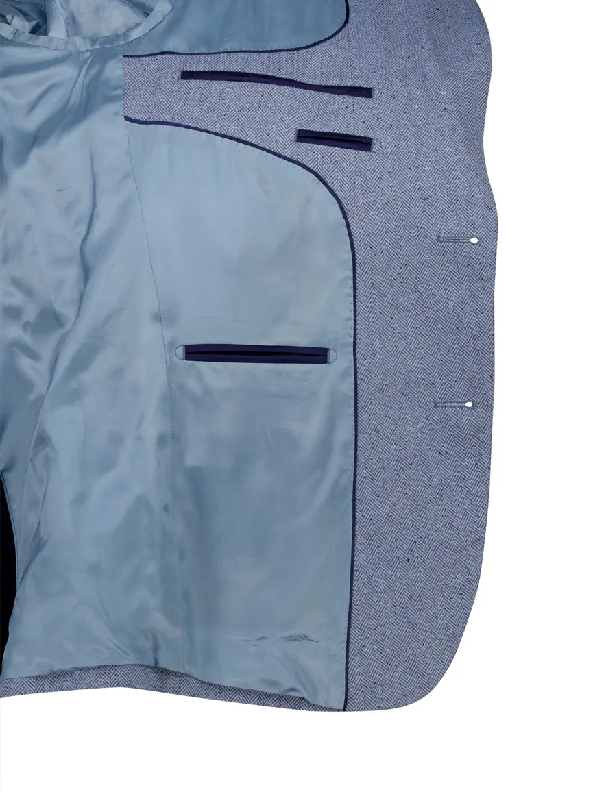 Magee colbert middenblauw zijde gemêleerd