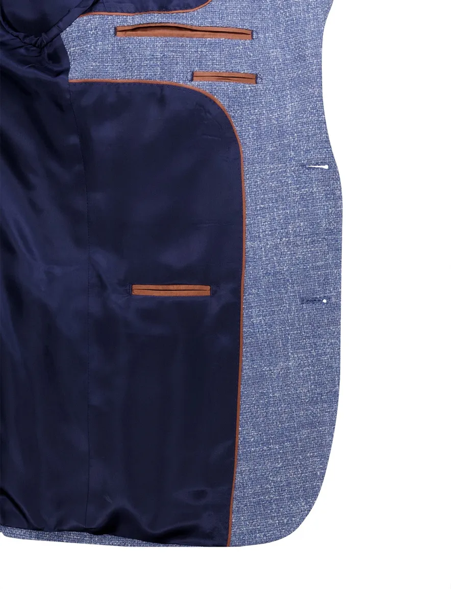Magee colbert blauw gemeleerd wijde fit katoen