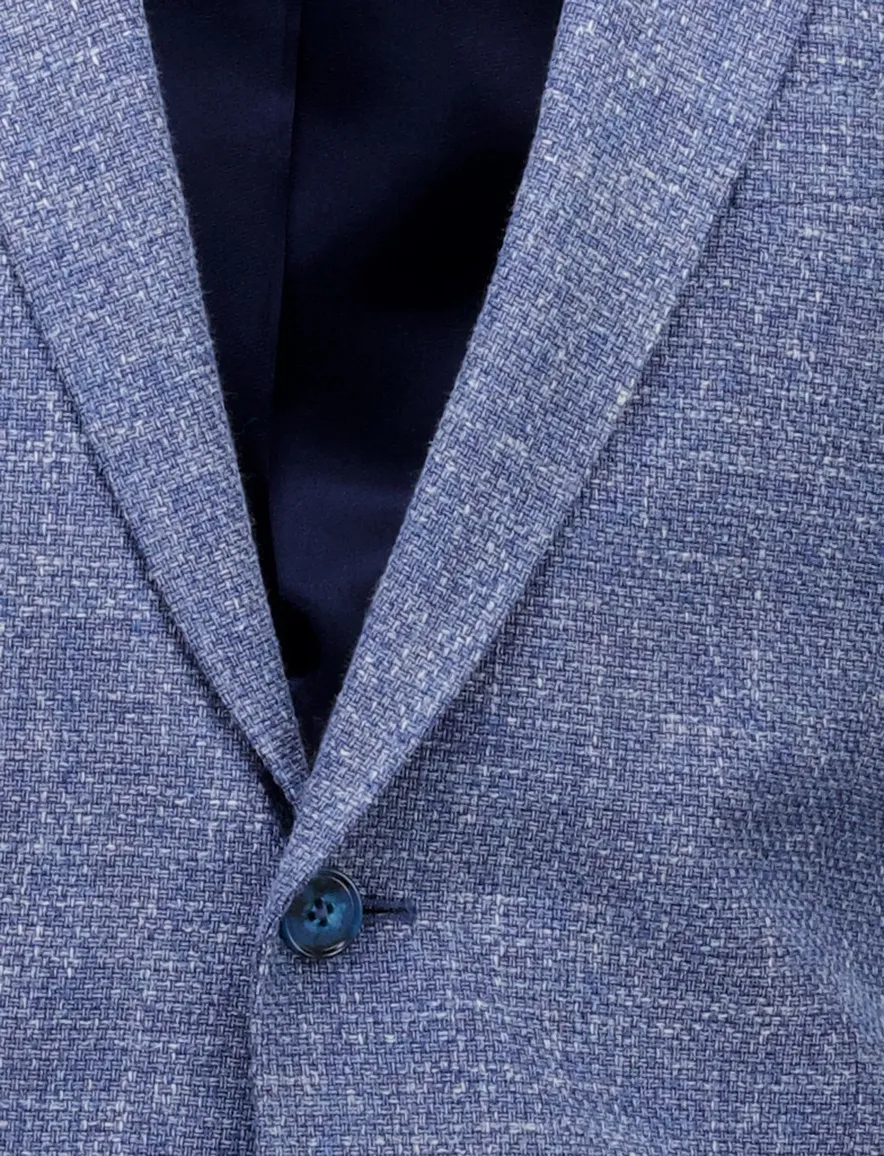 Magee colbert blauw gemeleerd wijde fit katoen