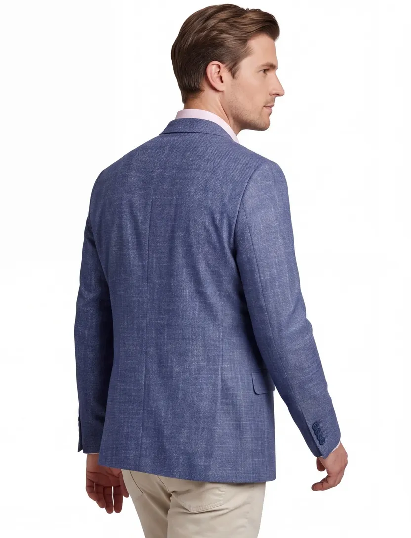 Magee colberts blauw katoen wijde fit