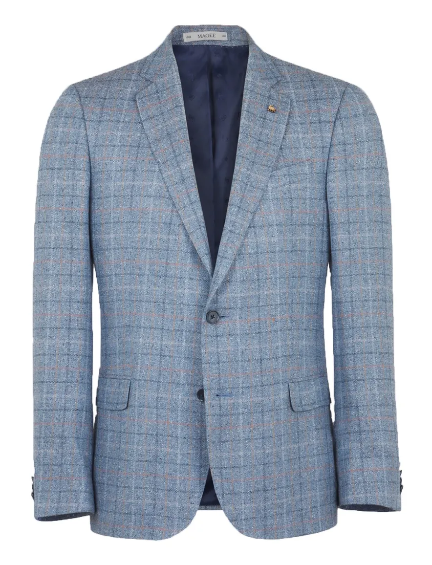 Magee colbert blauw geruit zijde