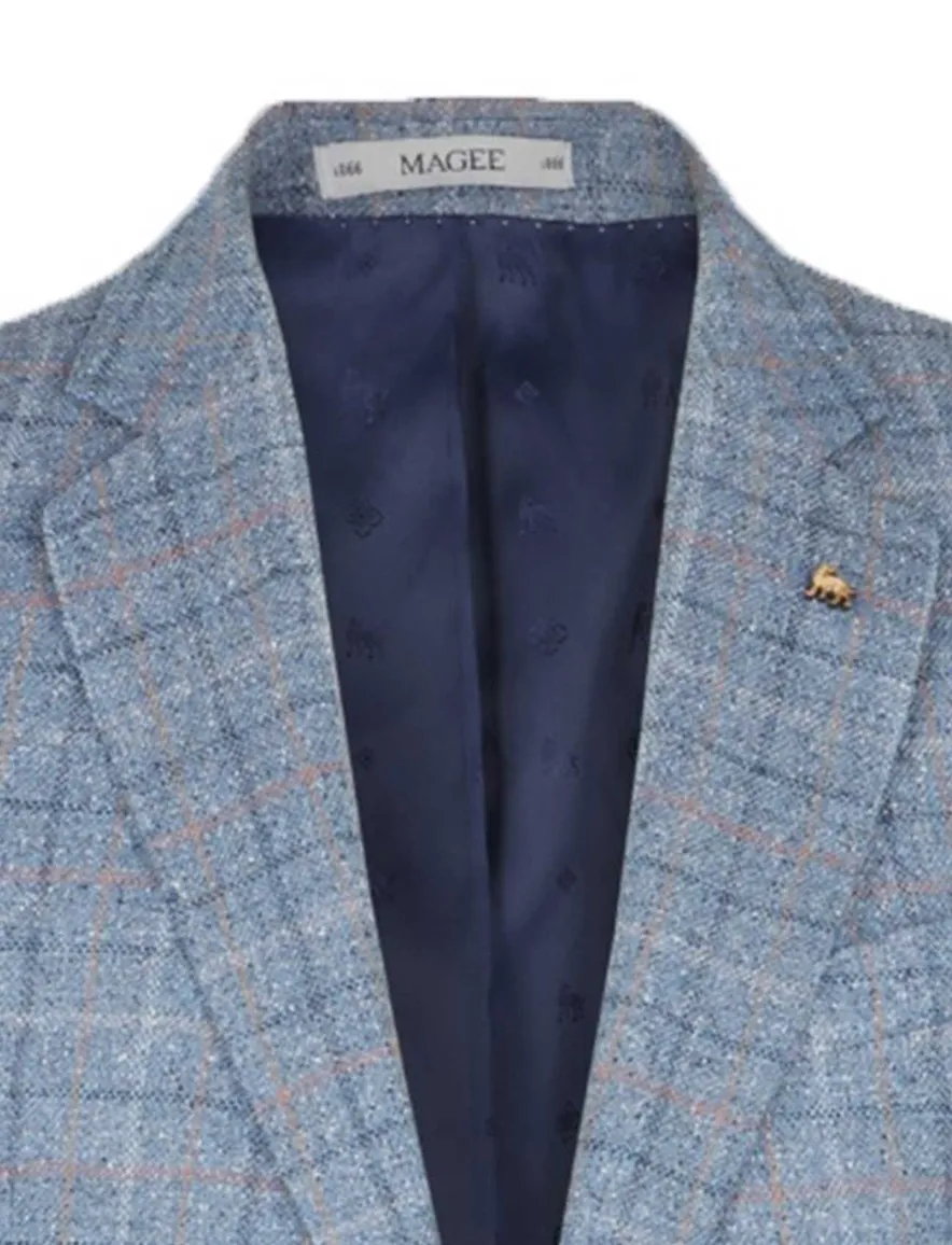 Magee colbert blauw geruit zijde