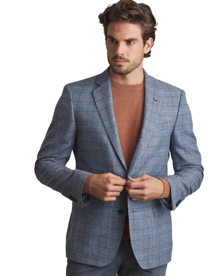 Magee colbert blauw geruit zijde