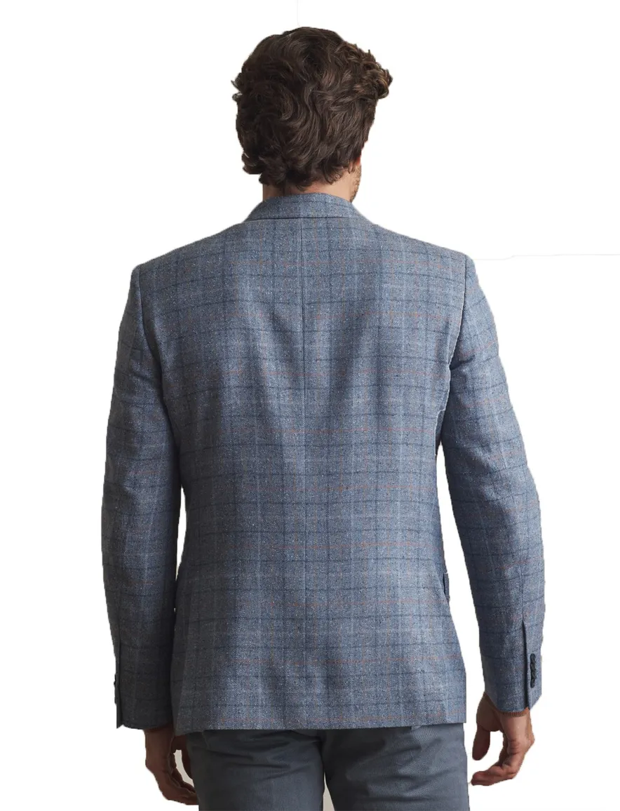Magee colbert blauw geruit zijde