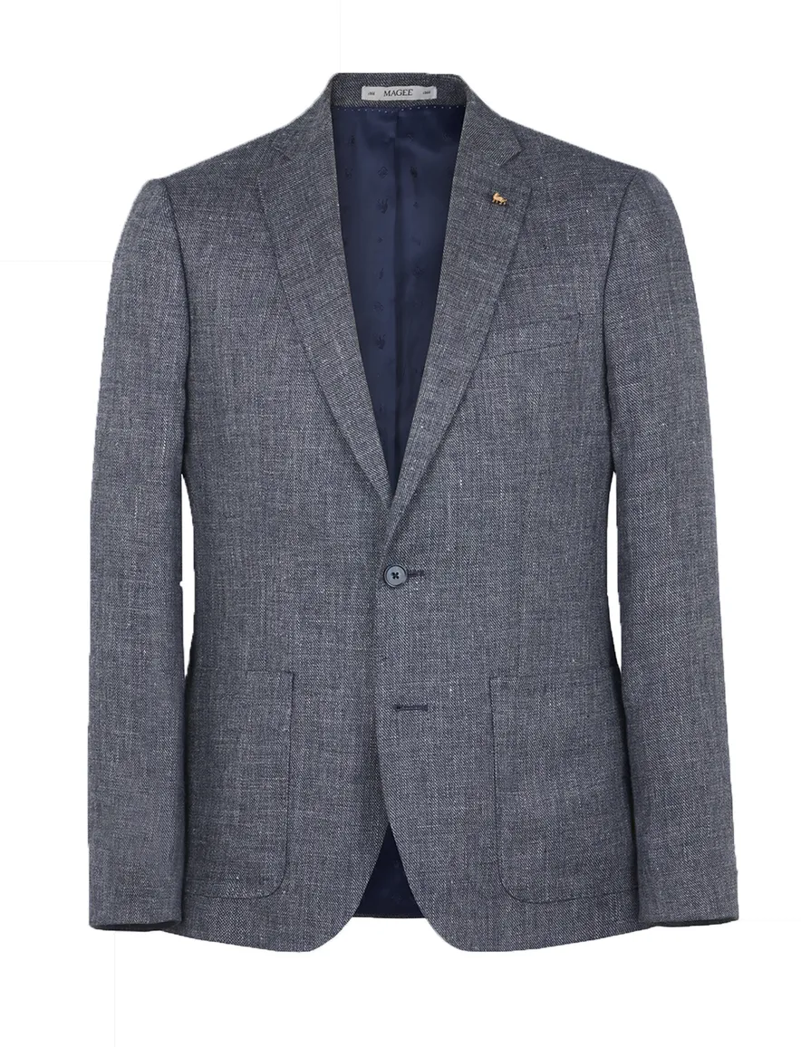 Magee colbert blauw gemeleerd effen