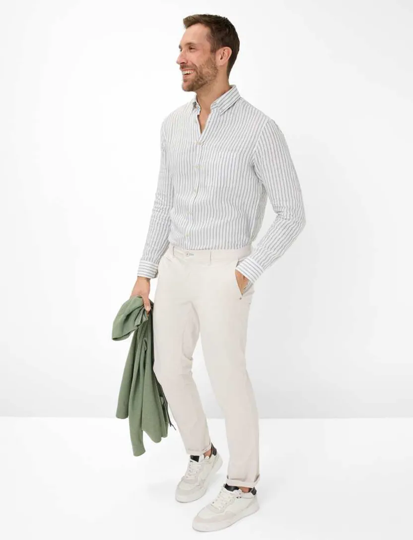 Brax Fabio pantalon chino creme effen wijde fit katoen