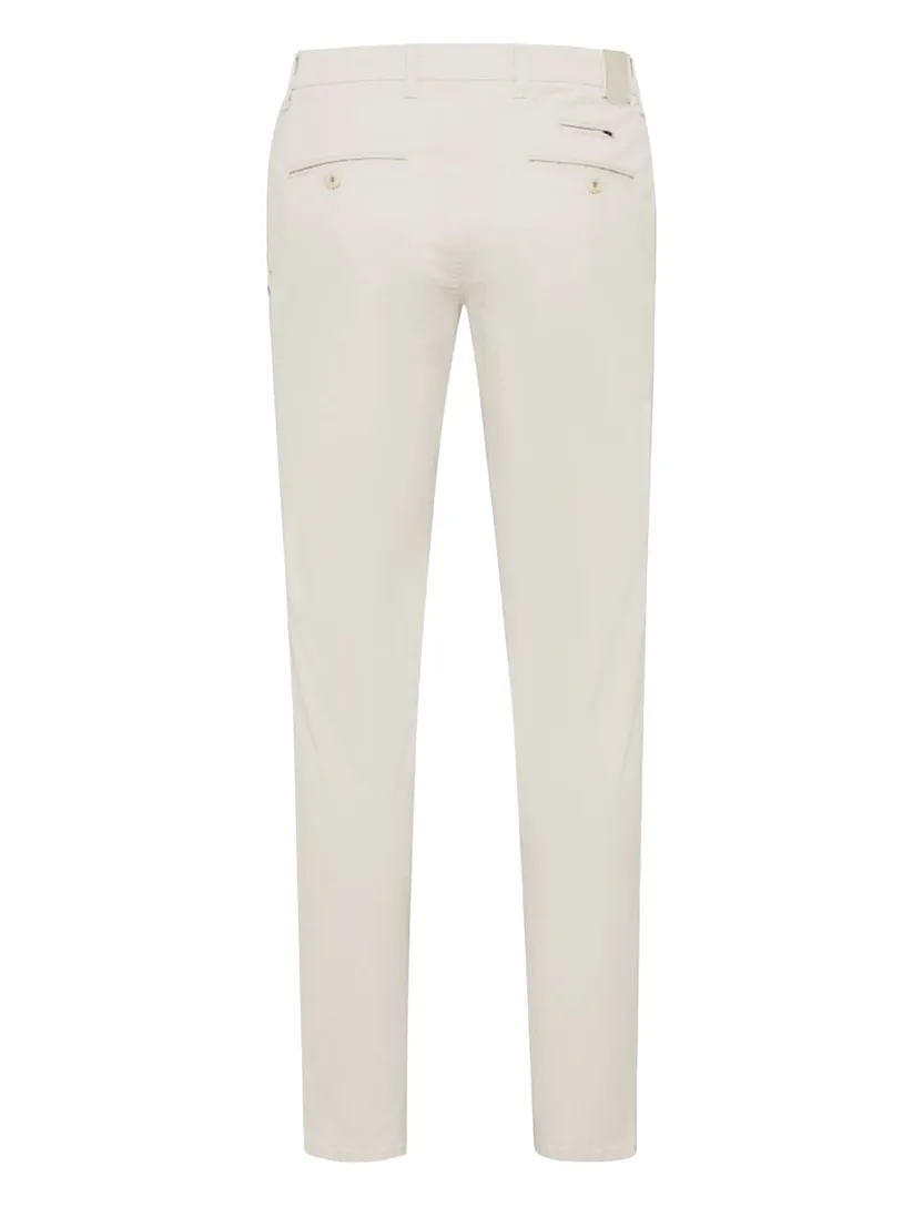 Brax Fabio pantalon chino creme effen wijde fit katoen