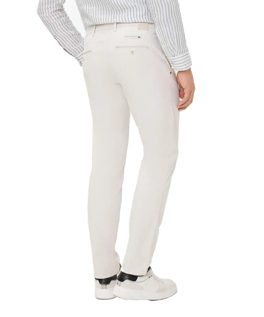 Brax Fabio pantalon chino creme wijde fit katoen