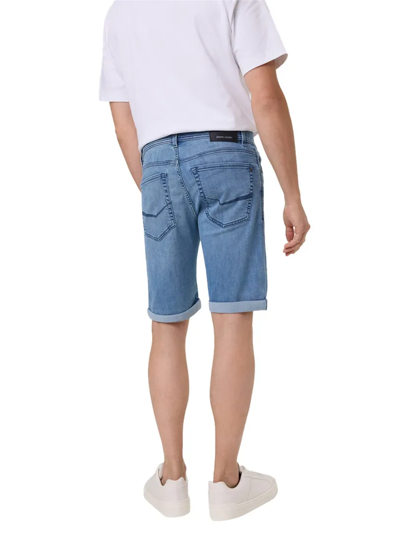 Pierre Cardin short denim blauw effen normale fit