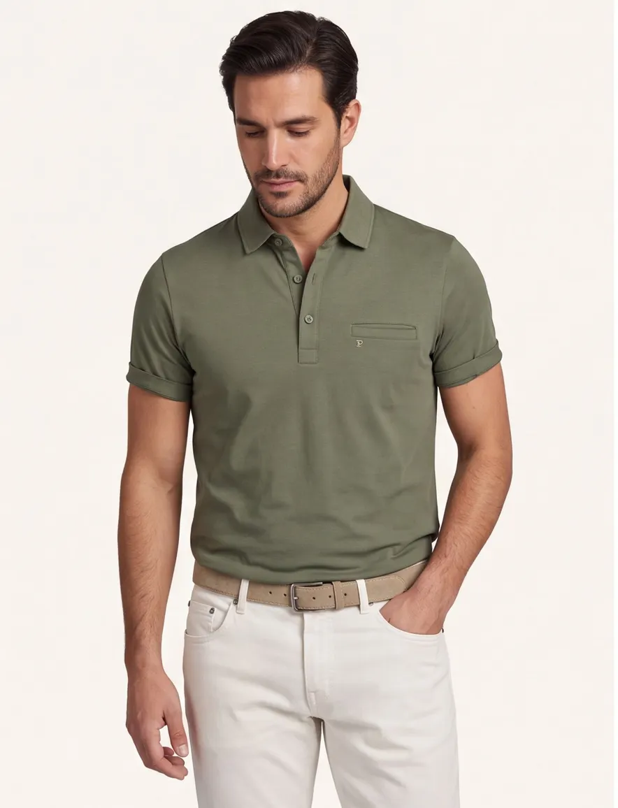 Pierre Cardin groen polo 3-knoops