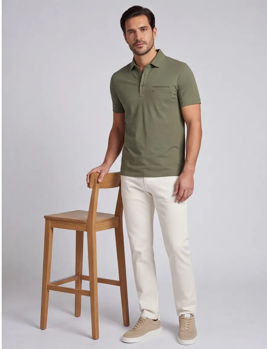 Pierre Cardin groen polo 3-knoops