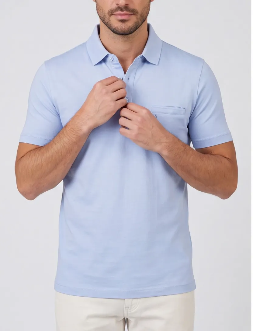 Pierre Cardin polo lichtblauw effen