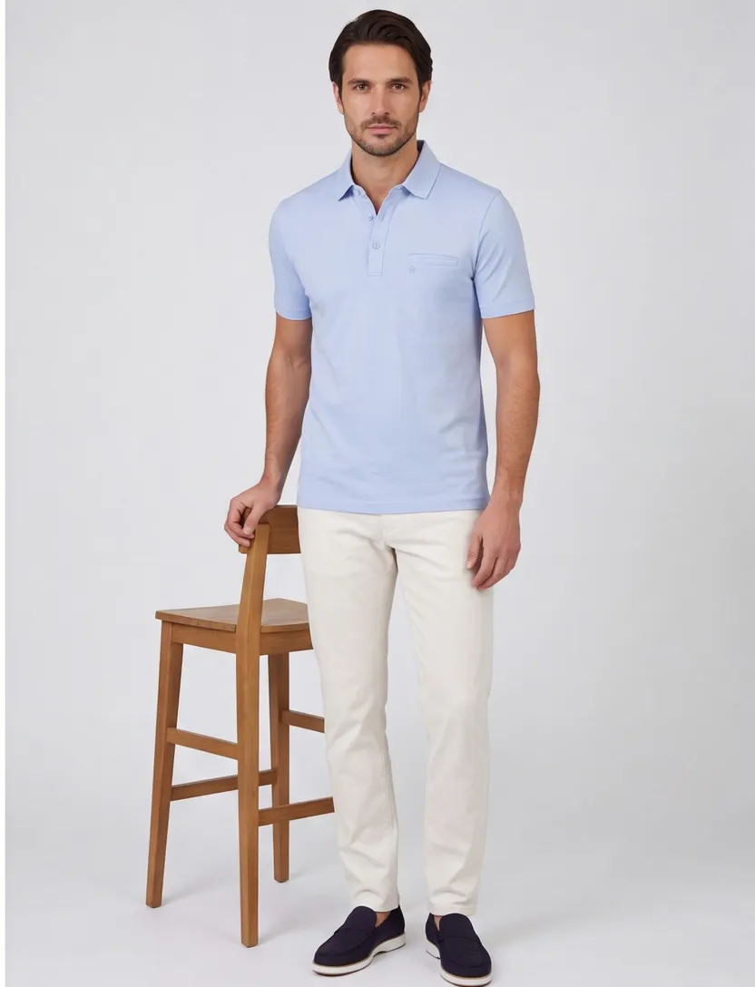 Pierre Cardin polo lichtblauw effen