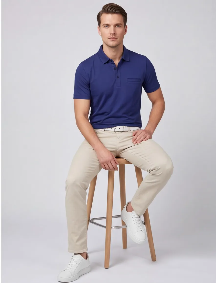Pierre Cardin polo blauw 3-knoops