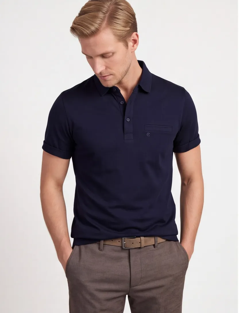 Pierre Cardin polo donkerblauw effen