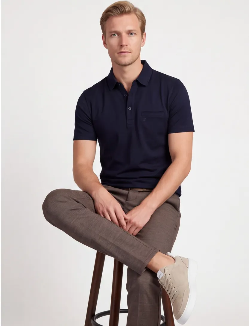 Pierre Cardin polo donkerblauw effen