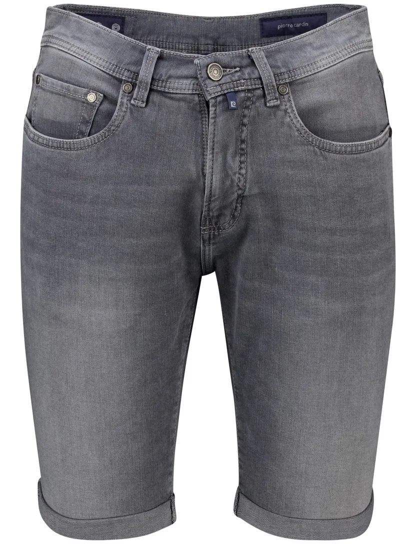 denim Pierre Cardin short effen grijs normale fit