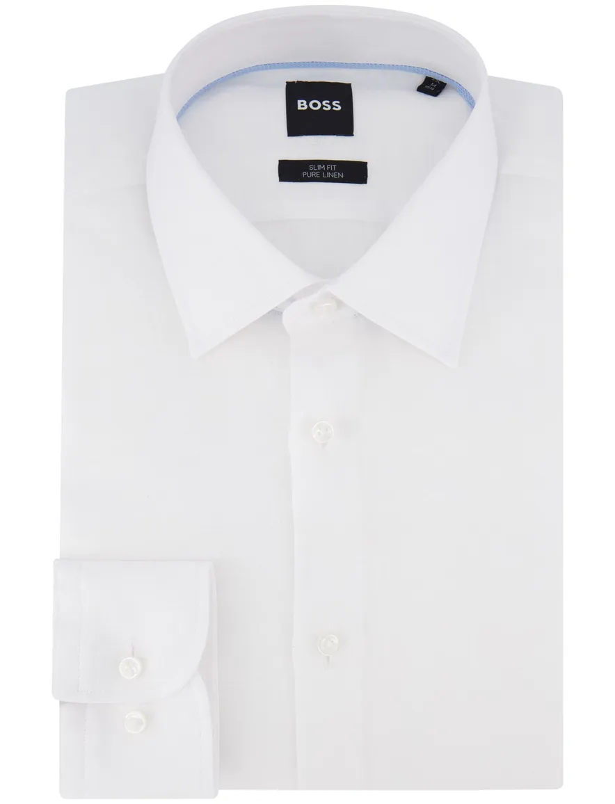 Hugo Boss Black slim fit overhemd wit linnen ml7