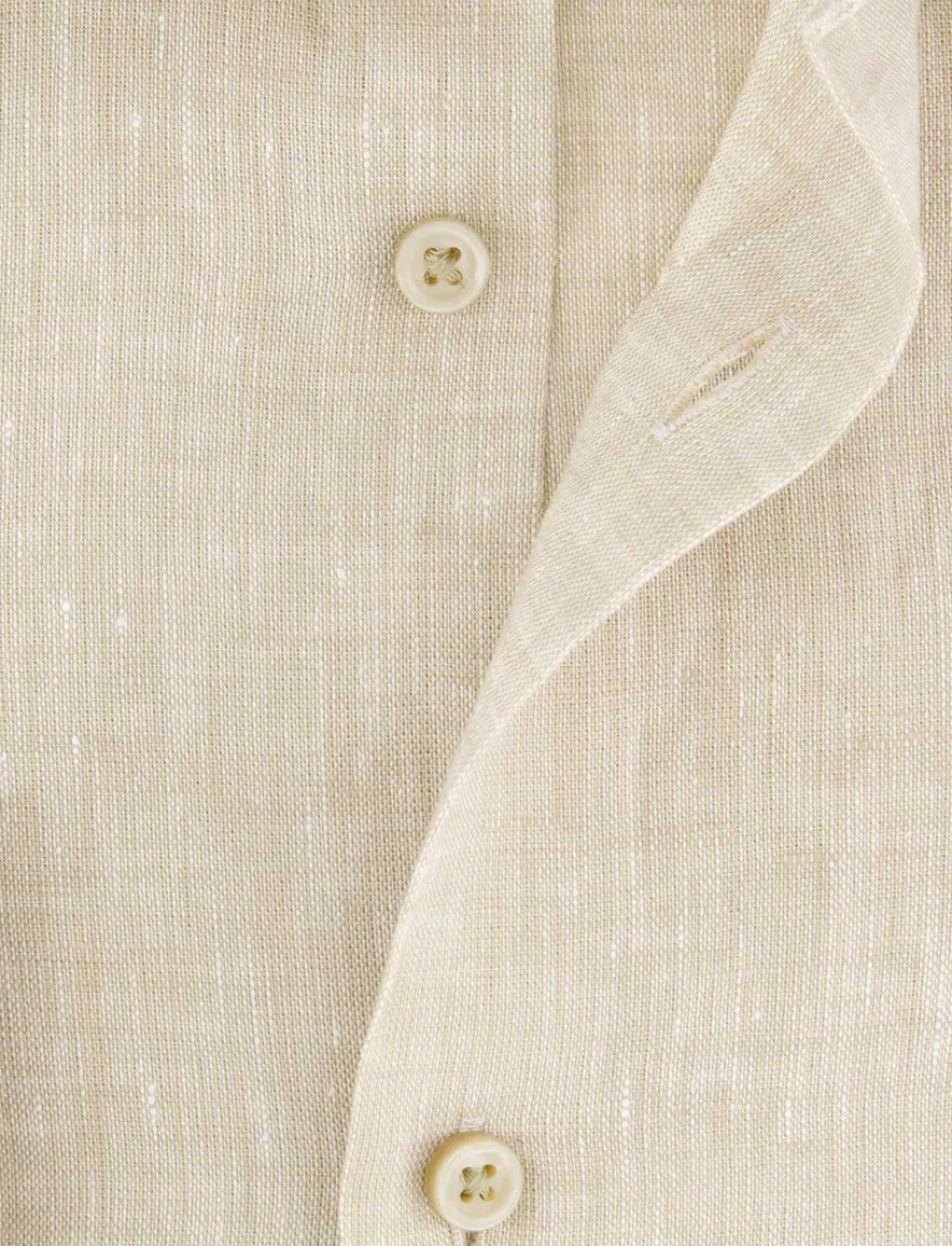 BOSS overhemd beige Slim Fit semi-wide collar