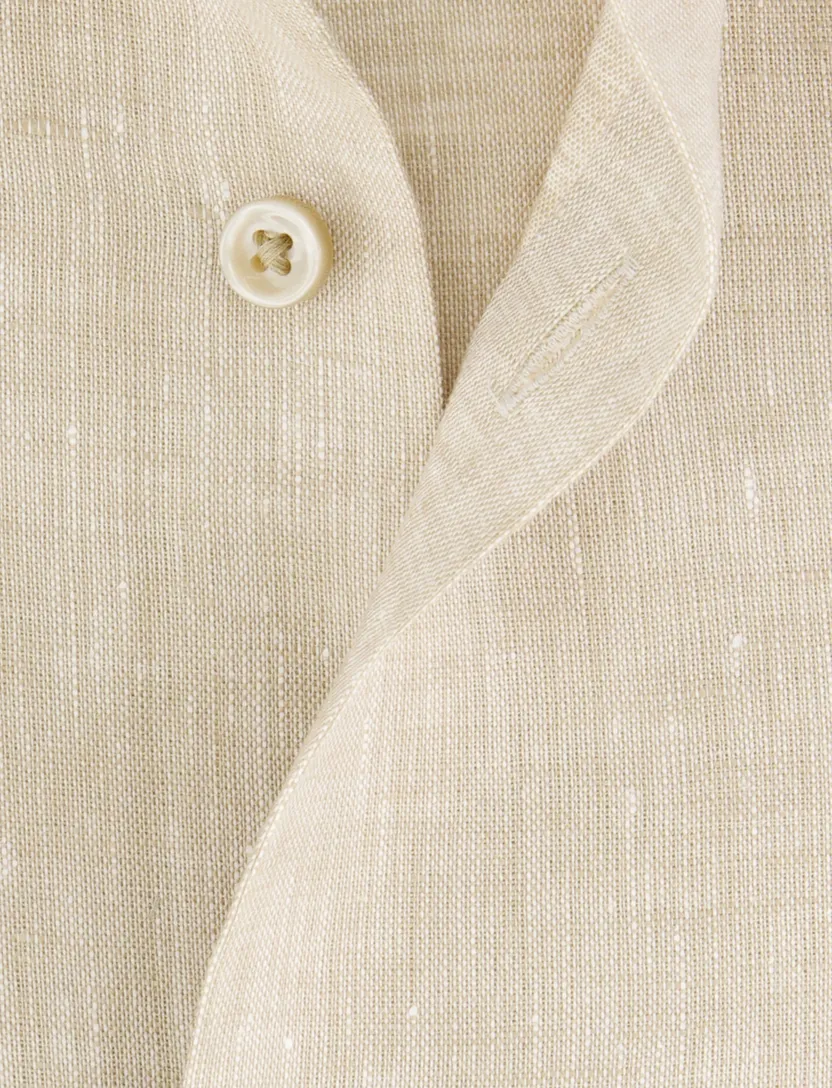 Boss Black H-Hank overhemd mouwlengte 7 beige linnen