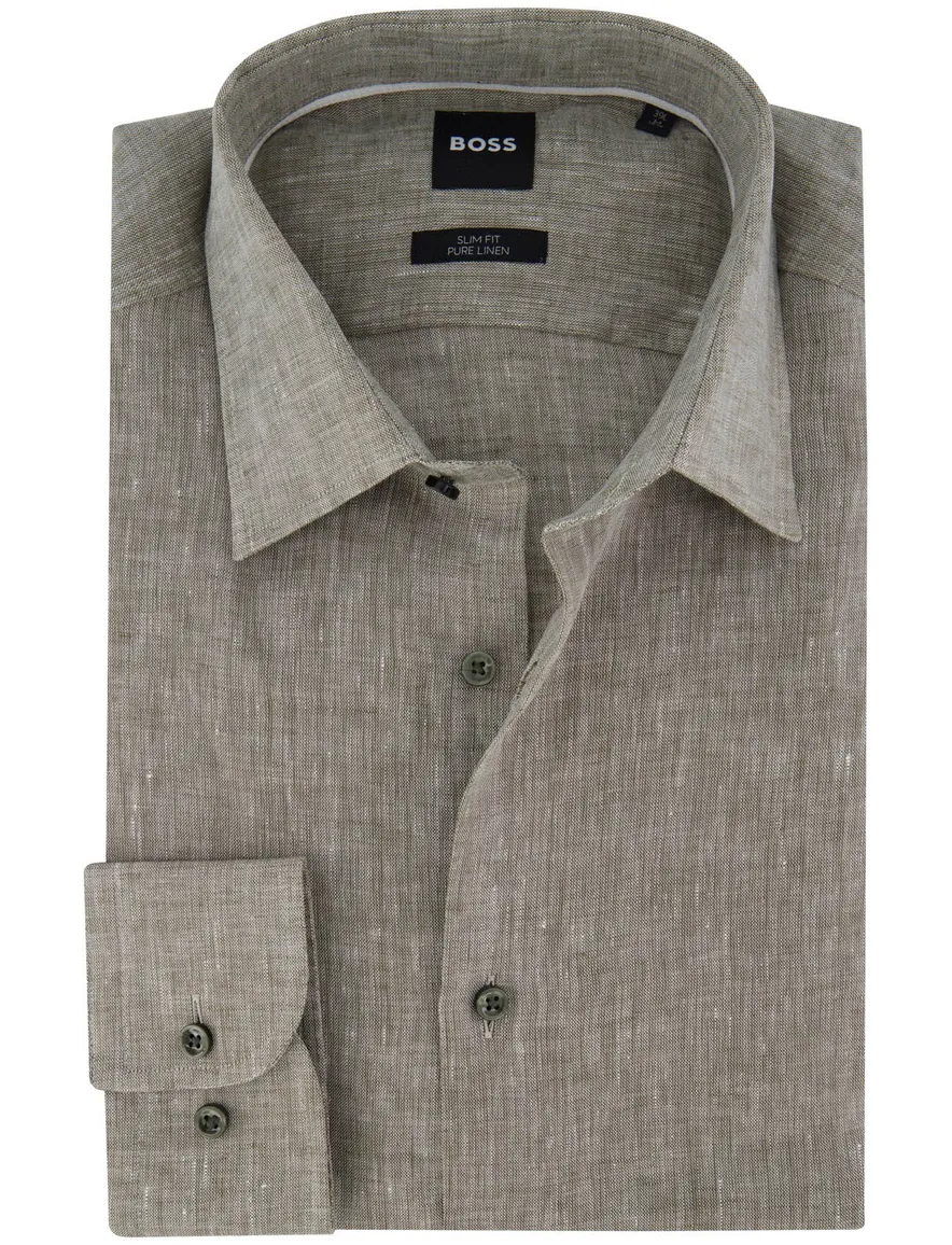 Hugo Boss Black slim fit overhemd groen ml7