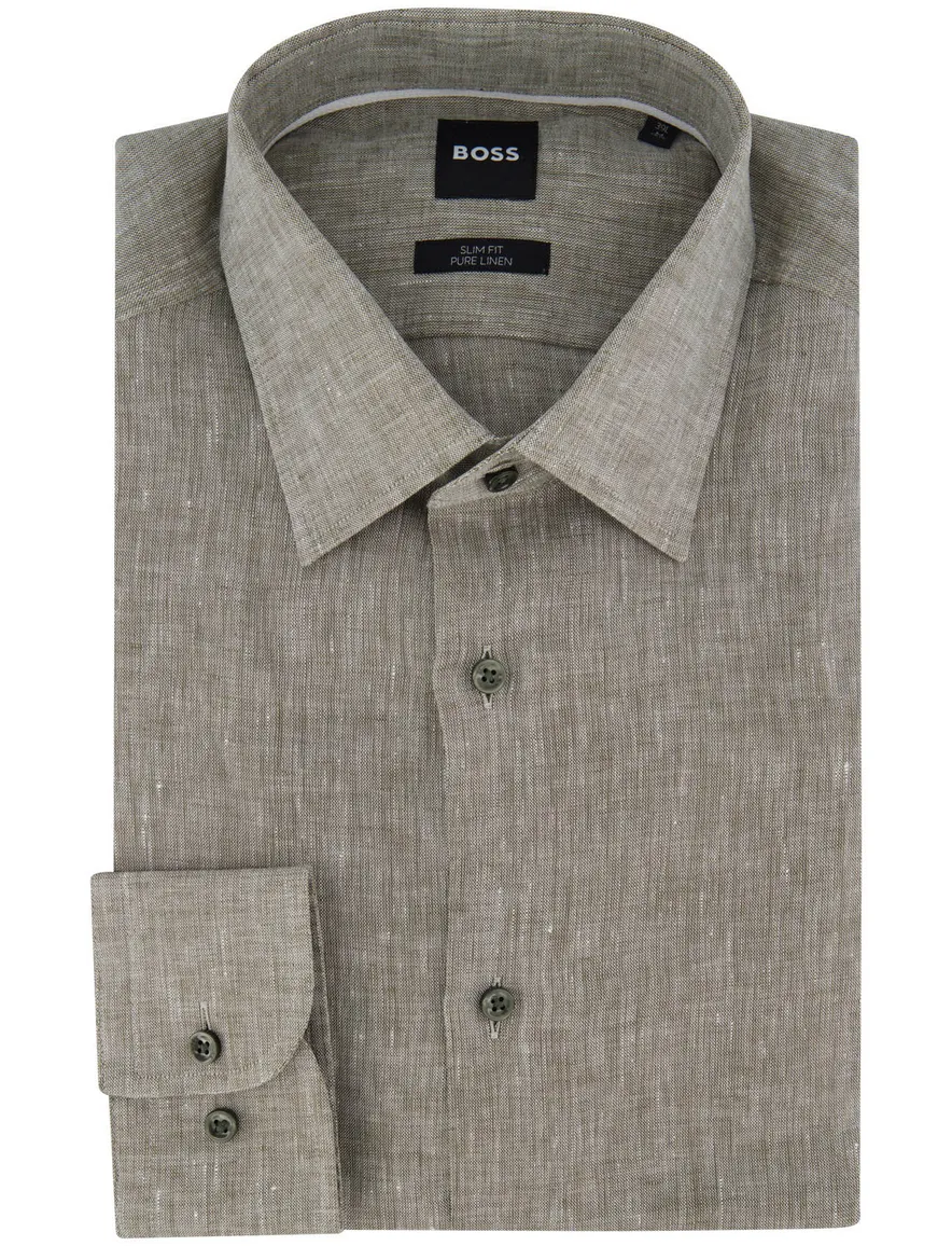 Hugo Boss Black slim fit overhemd groen ml7