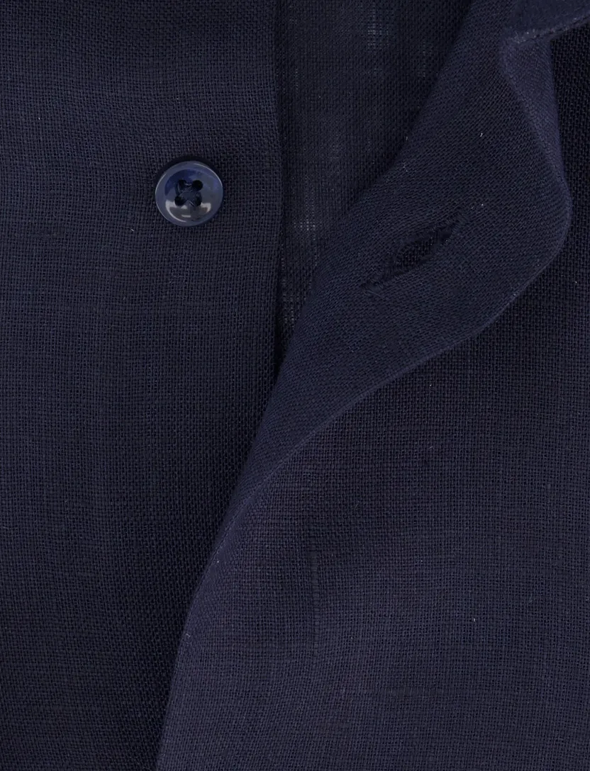 Boss Black H-Hank overhemd mouwlengte 7 donkerblauw linnen
