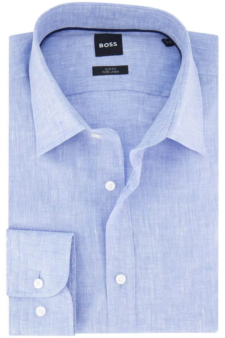 BOSS Black H-HANK overhemd lichtblauw mouwlengte 7 slim fit