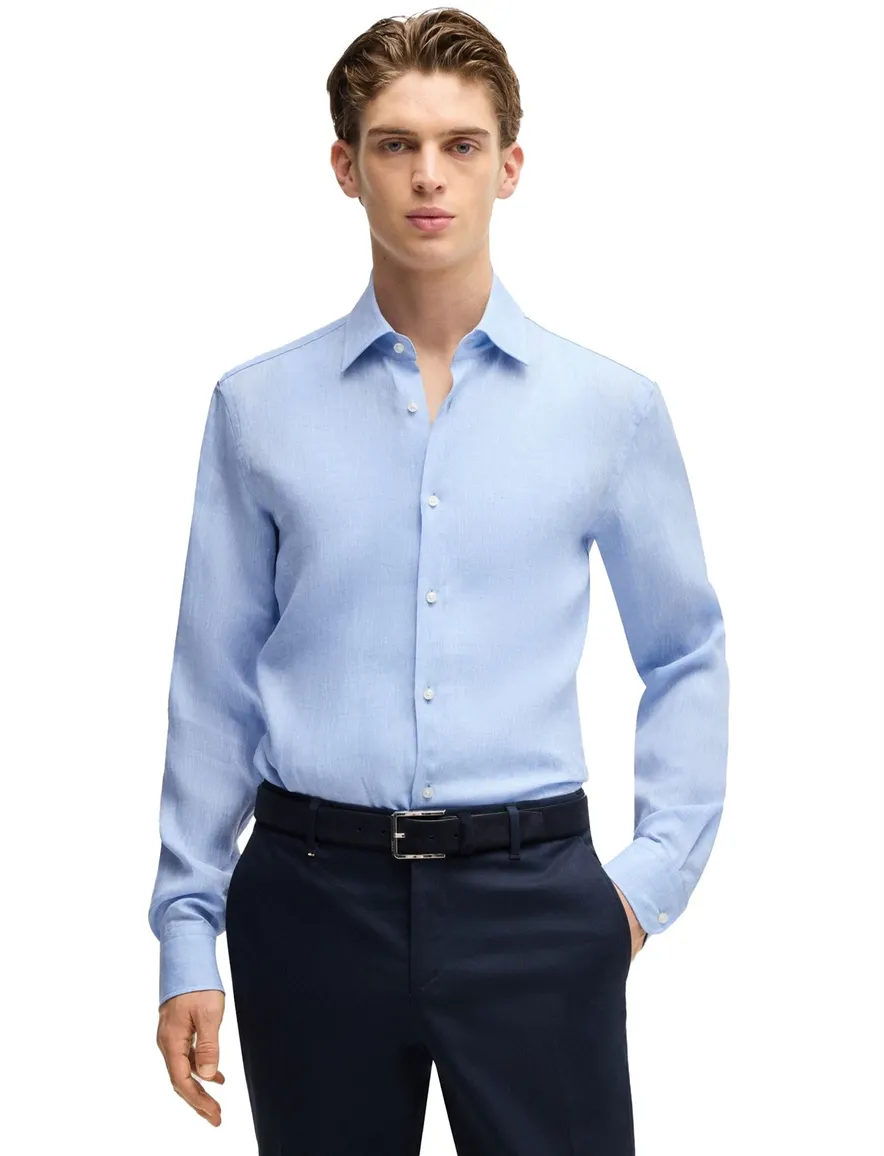 BOSS Black H-HANK overhemd blauw mouwlengte 7