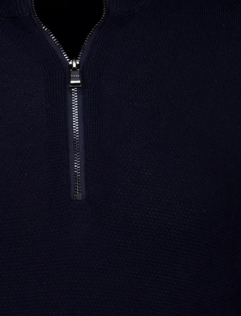Hugo Boss Black Ebrando-P half zip donkerblauw