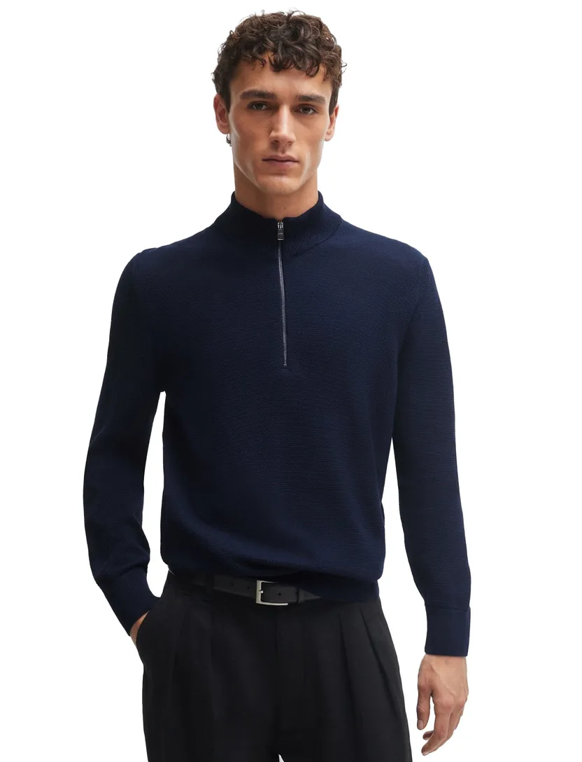 Hugo Boss Black Ebrando-P half zip donkerblauw