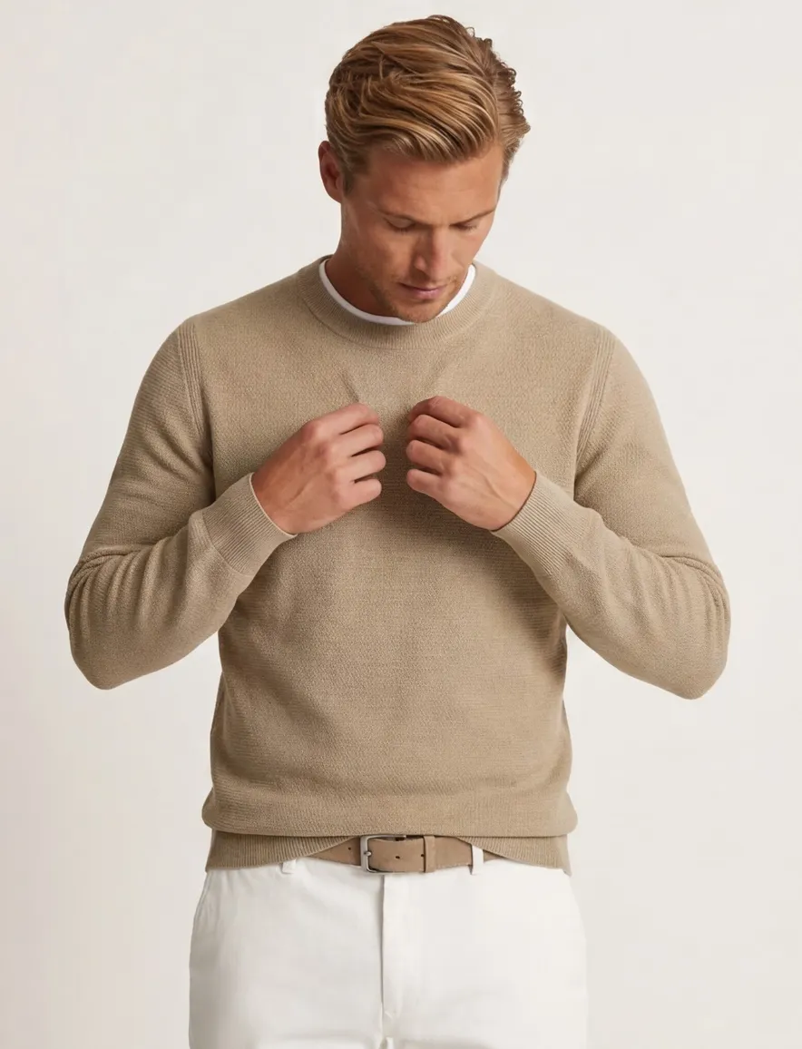 Hugo Boss Black Ecaio-P bruin katoen ronde hals