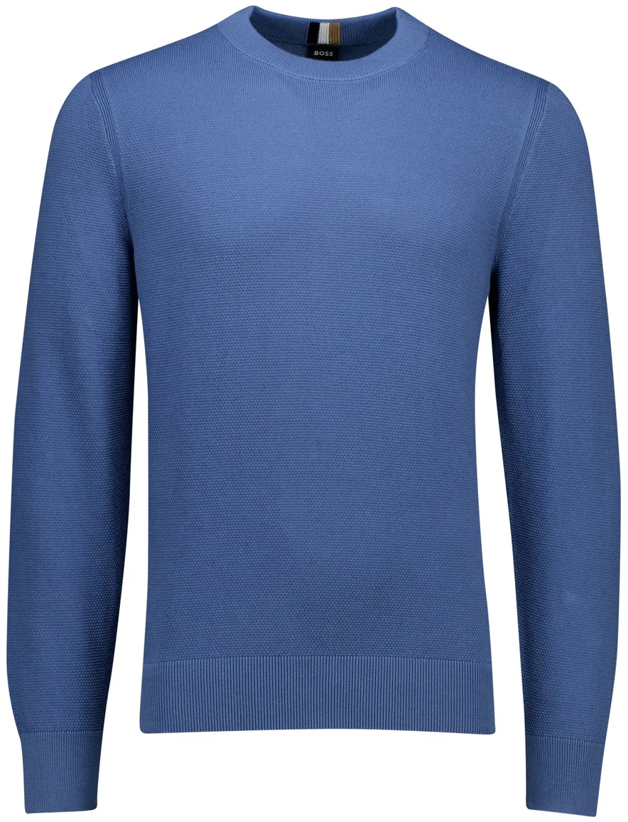 Boss Black Ecaio-P trui effen blauw katoen normale fit