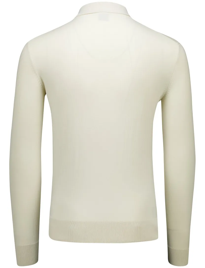 Boss Black polo lange mouw Gemello-P creme katoen