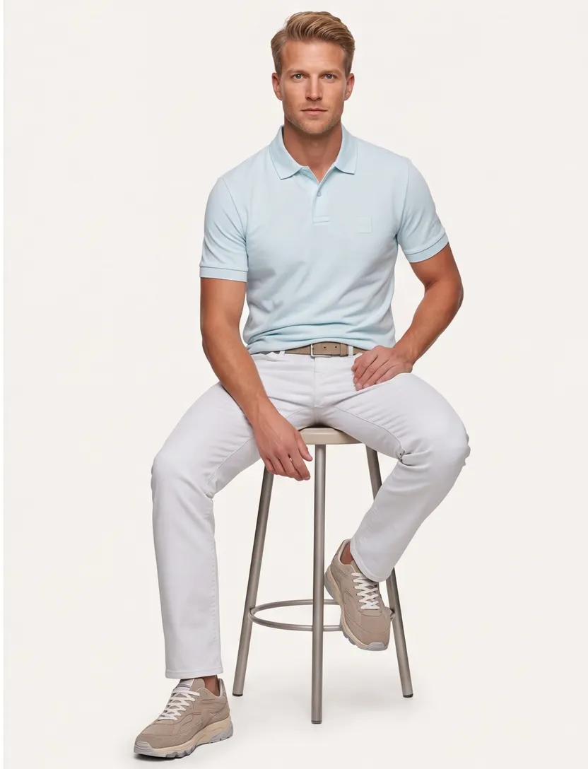 Hugo Boss Orange polo lichtblauw