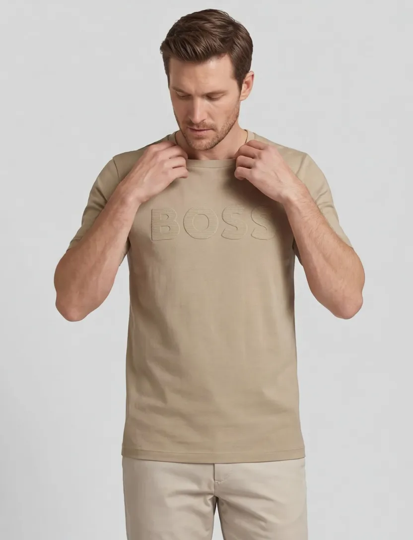 katoenen Boss Black C-Thompson T-shirt beige normale fit