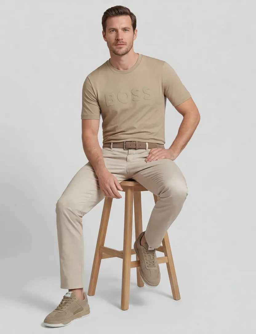 katoenen Boss Black C-Thompson T-shirt beige normale fit