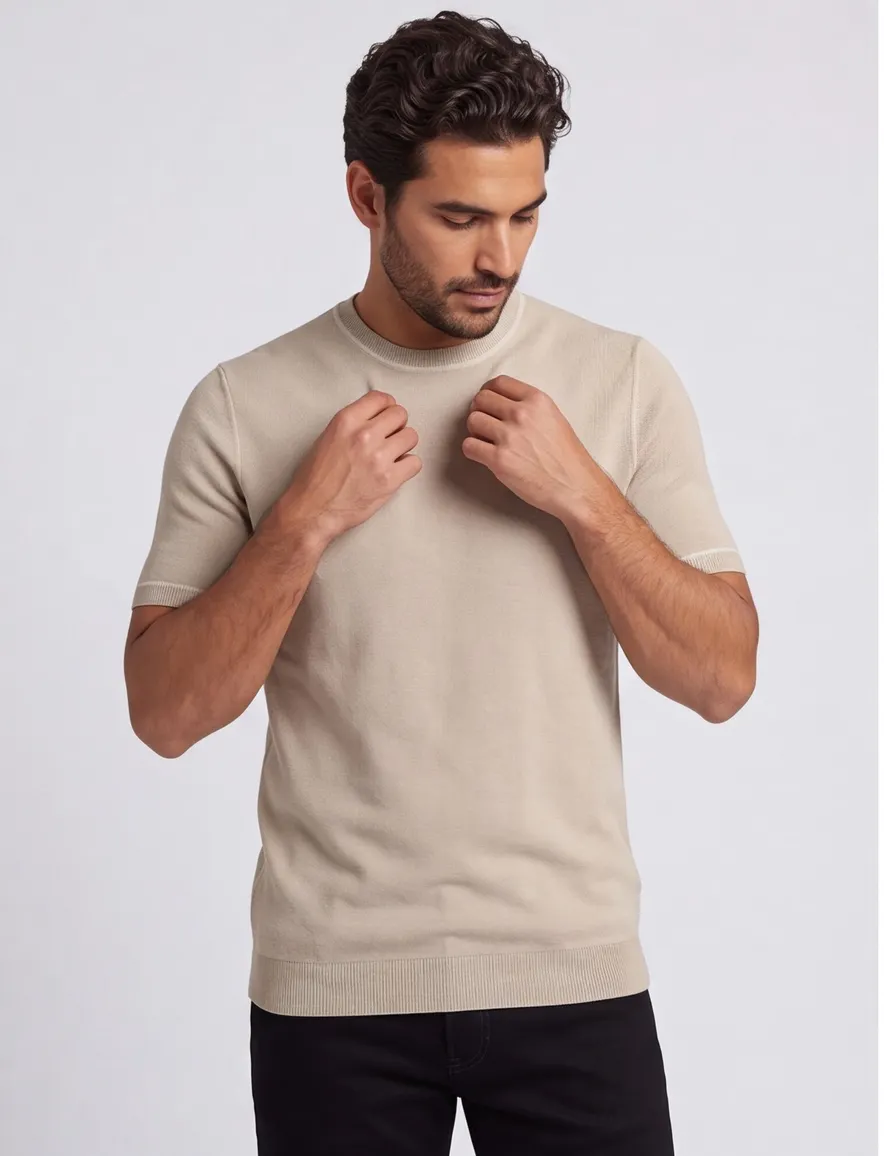 Boss Black poloshirt korte mouw beige effen