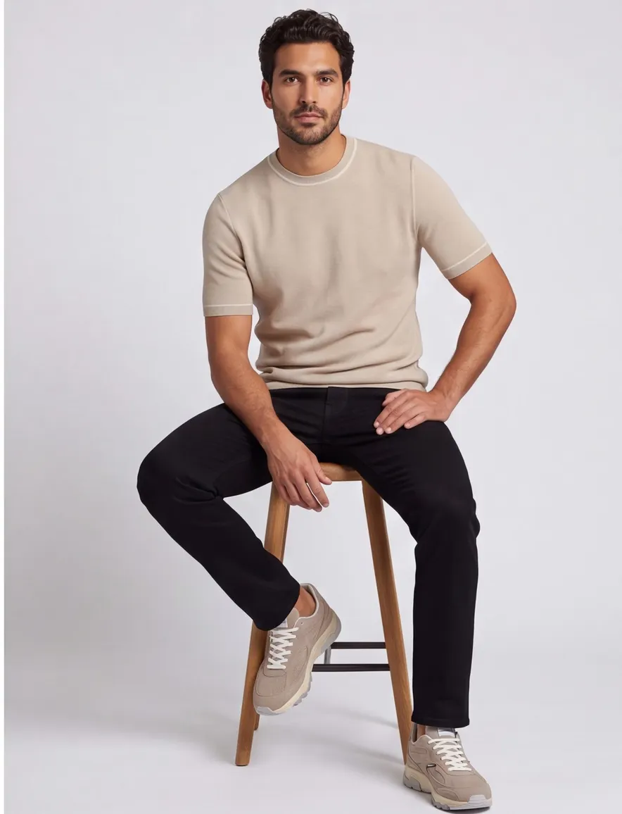 Boss Black poloshirt korte mouw beige effen