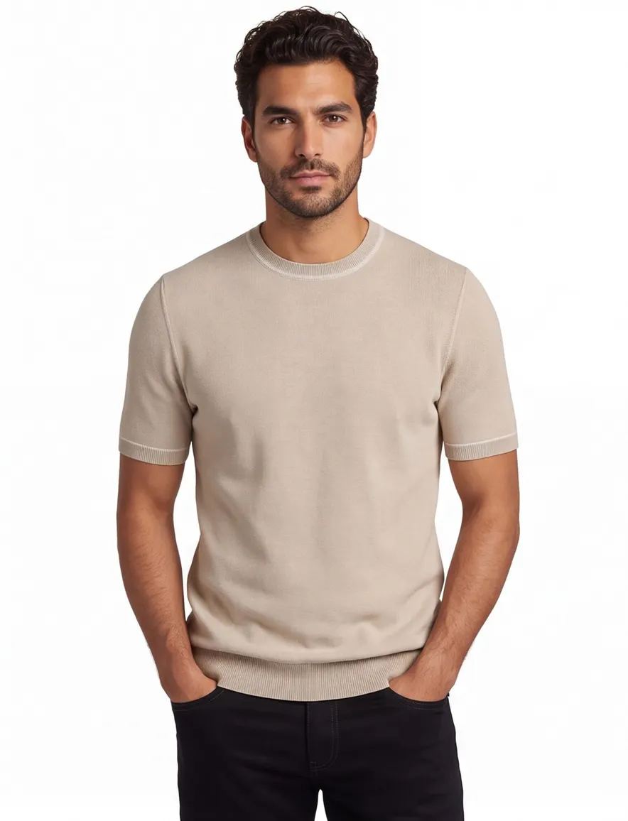 Boss Black poloshirt korte mouw beige effen