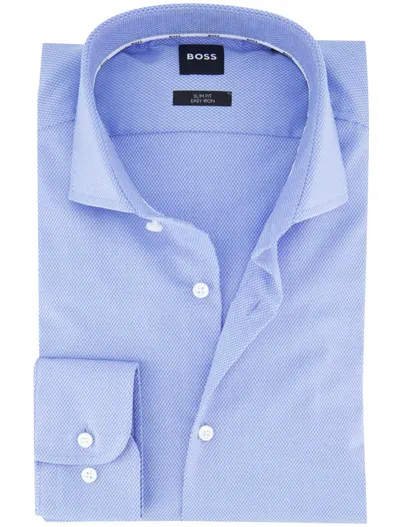 Hugo Boss Boss Black overhemd H-HANK mouwlengte 7 blauw wide collar