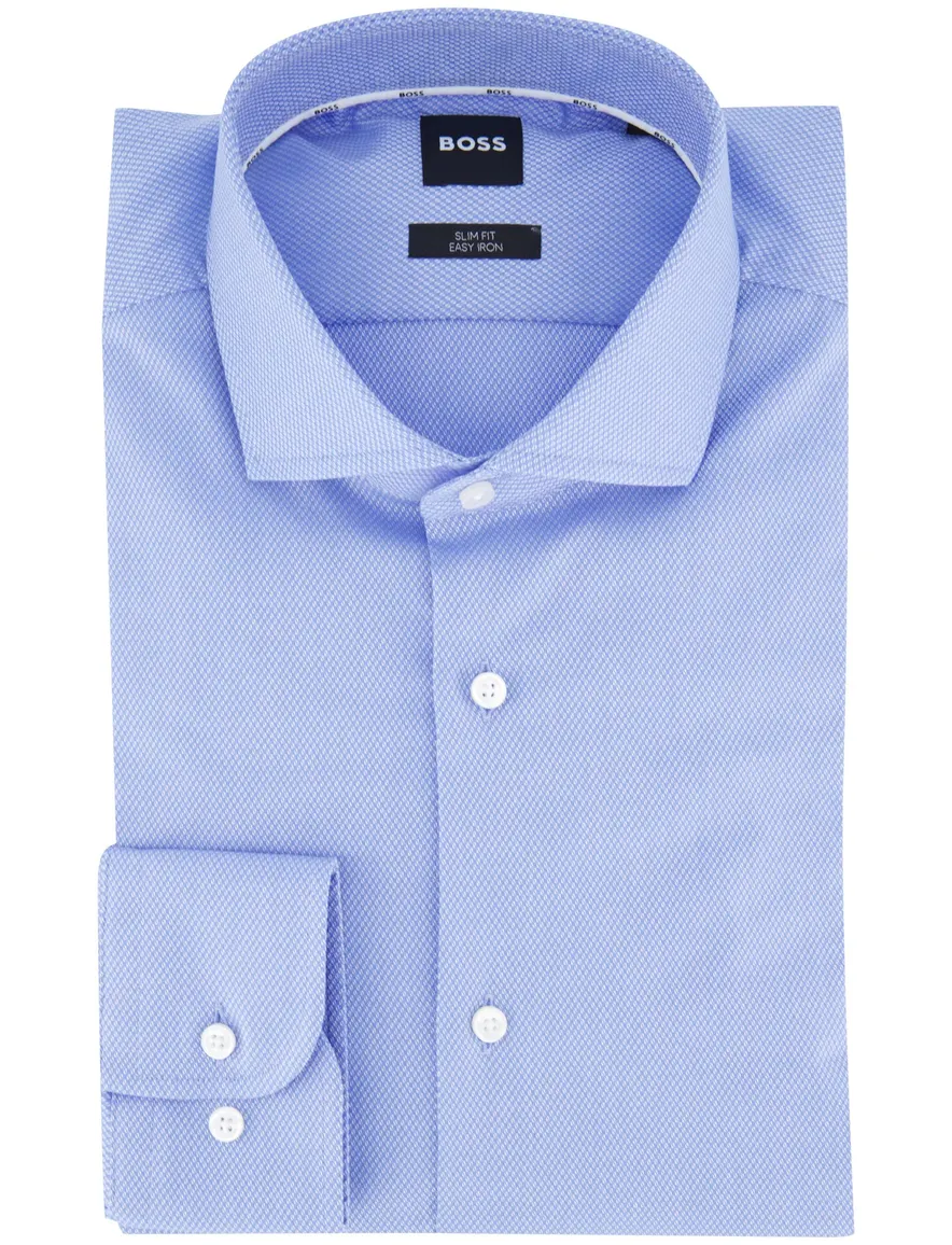 Boss Black overhemd H-HANK mouwlengte 7 blauw wide collar