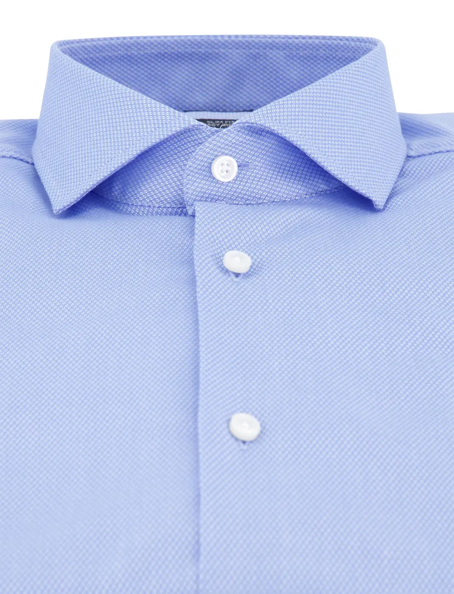 Boss Black overhemd H-HANK mouwlengte 7 blauw wide collar